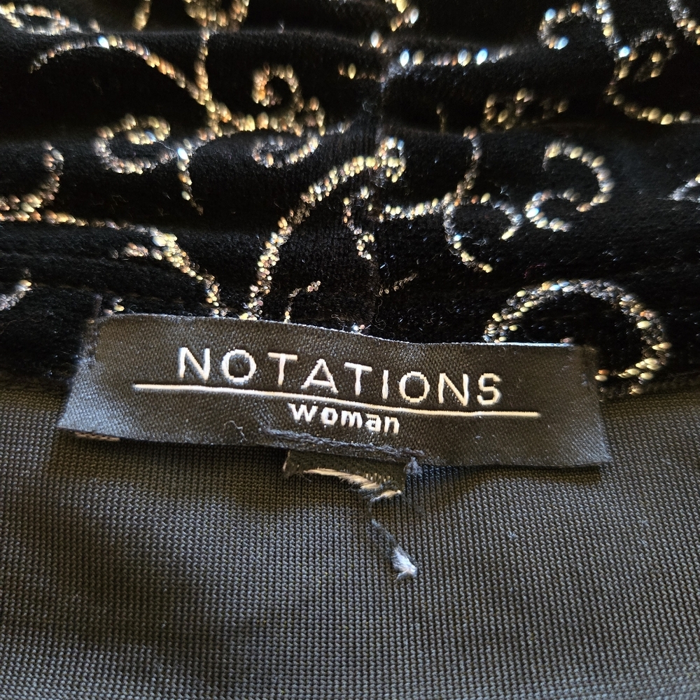 3/$25 Notations Woman Velvet Sparkle Top Jaxket Stretch 1X Black Silver Evening - Picture 10 of 12